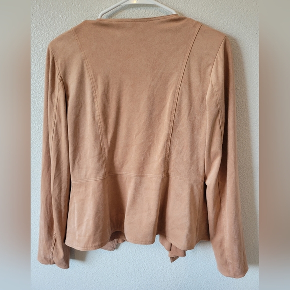 Anthropologie Hutch Peach Beige Faux Suede Draped Flyaway Jacket Small - Picture 4 of 8